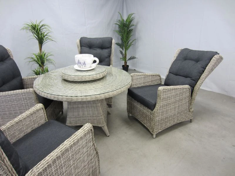 Te Velde Tuinmeubelen Tuinset Bombay Met Ronde Tafel + Lazy Susan 4 Te Velde Tuinmeubelen Tuinset Bombay Met Ronde Tafel + Lazy Susan - Afbeelding 4