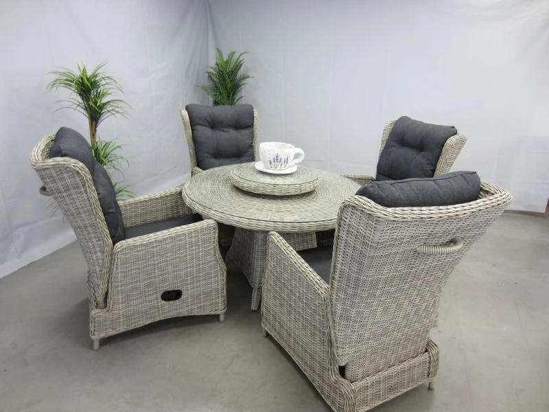 Te Velde Tuinmeubelen Tuinset Bombay Met Ronde Tafel + Lazy Susan 1 Te Velde Tuinmeubelen Tuinset Bombay Met Ronde Tafel + Lazy Susan