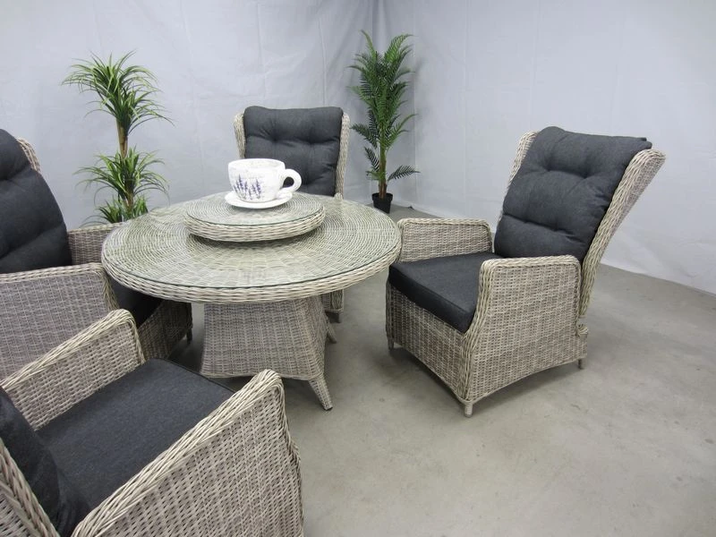 Te Velde Tuinmeubelen Tuinset Bombay Met Ronde Tafel + Lazy Susan 3 Te Velde Tuinmeubelen Tuinset Bombay Met Ronde Tafel + Lazy Susan - Afbeelding 3