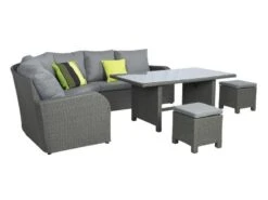 Beach7 Bandung Trapeze Lounge Dining Set Rechts Glastafel